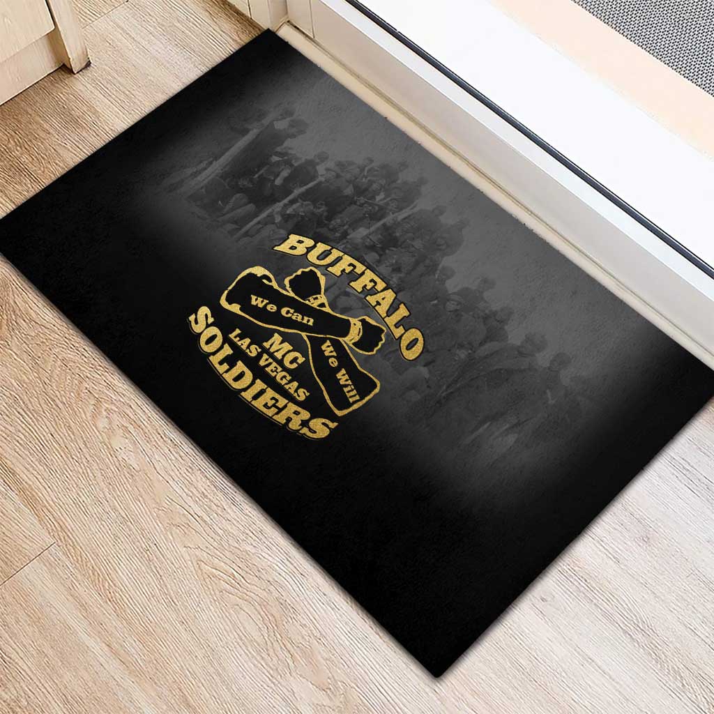 African American Buffalo Soldier Rubber Doormat We Can We Will - Black - Wonder Print Shop