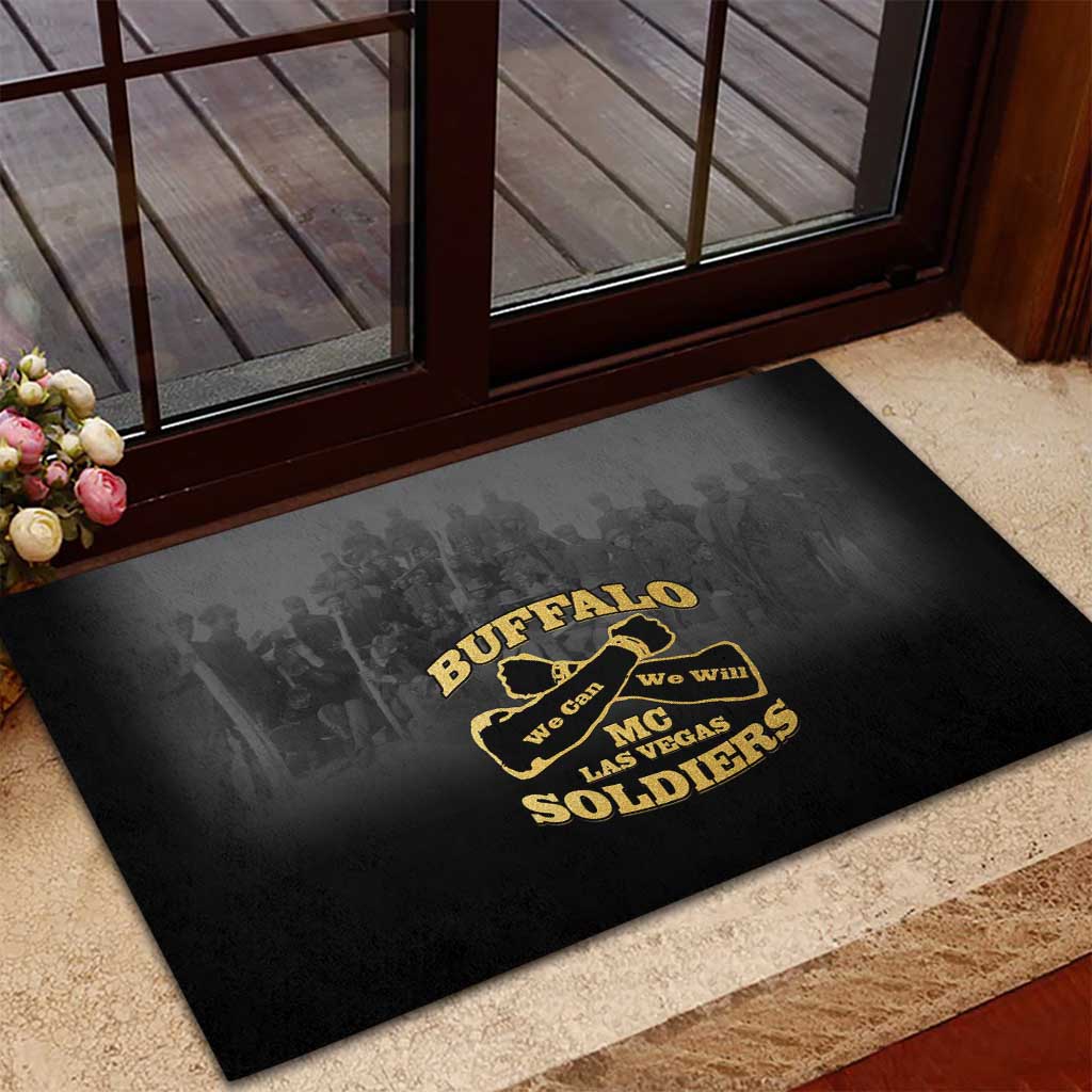 African American Buffalo Soldier Rubber Doormat We Can We Will - Black - Wonder Print Shop