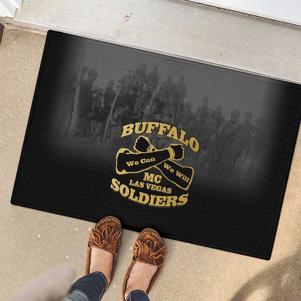 African American Buffalo Soldier Rubber Doormat We Can We Will - Black - Wonder Print Shop