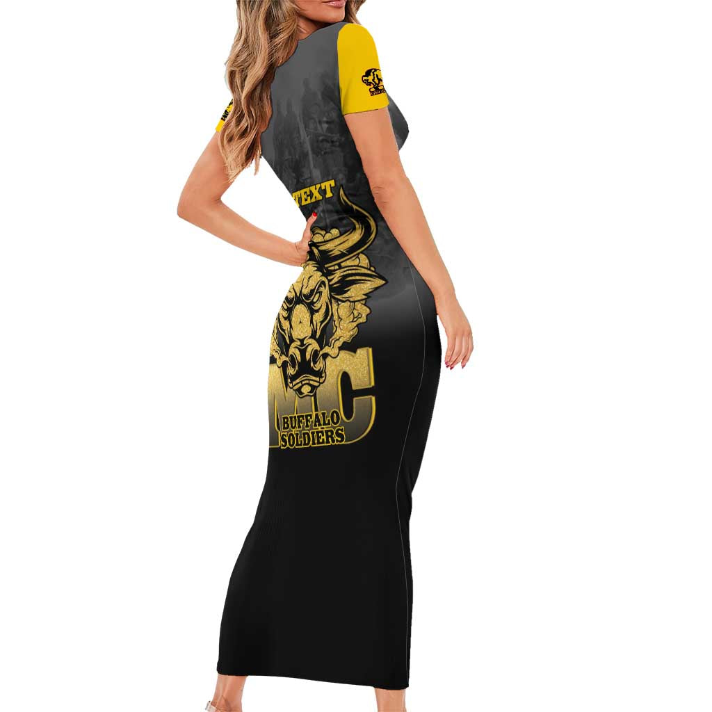 Personalized African American Buffalo Soldier Short Sleeve Bodycon Dress We Can We Will - Black - Wonder Print Shop