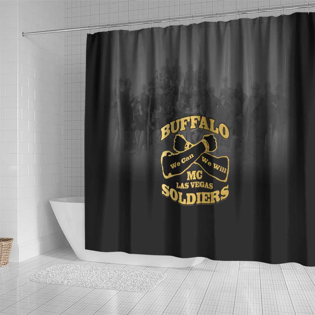 African American Buffalo Soldier Shower Curtain We Can We Will - Black - Wonder Print Shop