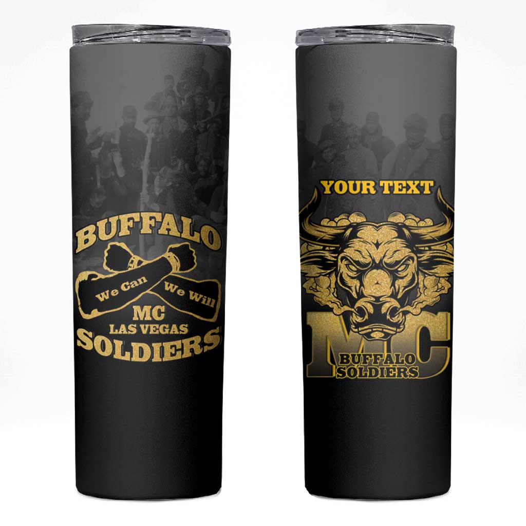 Personalized African American Buffalo Soldier Skinny Tumbler We Can We Will - Black - Wonder Print Shop