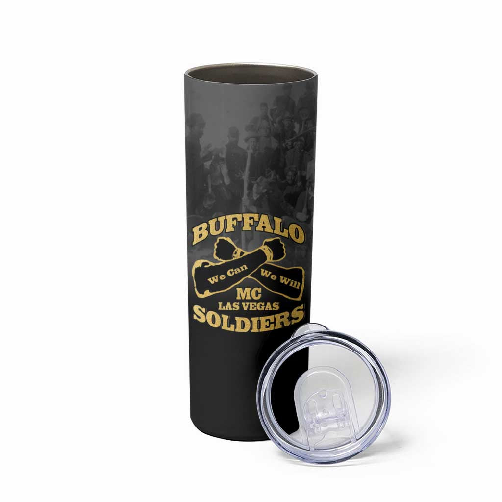 Personalized African American Buffalo Soldier Skinny Tumbler We Can We Will - Black - Wonder Print Shop