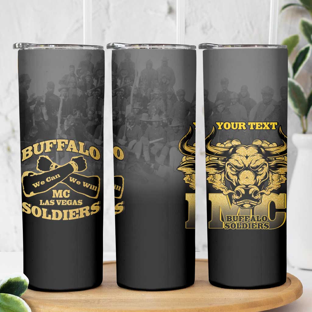 Personalized African American Buffalo Soldier Skinny Tumbler We Can We Will - Black - Wonder Print Shop
