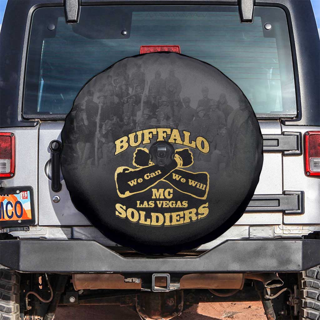 African American Buffalo Soldier Spare Tire Cover We Can We Will - Black - Wonder Print Shop