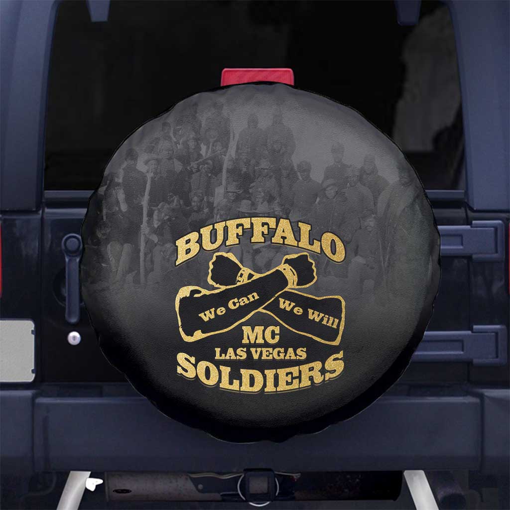 African American Buffalo Soldier Spare Tire Cover We Can We Will - Black - Wonder Print Shop