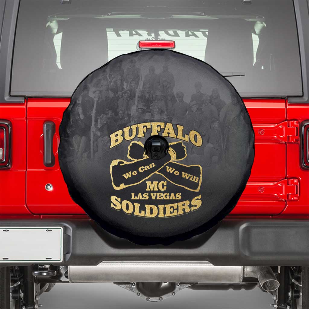African American Buffalo Soldier Spare Tire Cover We Can We Will - Black - Wonder Print Shop