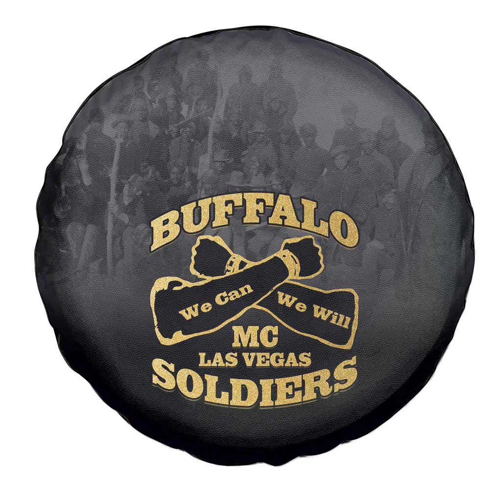 African American Buffalo Soldier Spare Tire Cover We Can We Will - Black - Wonder Print Shop