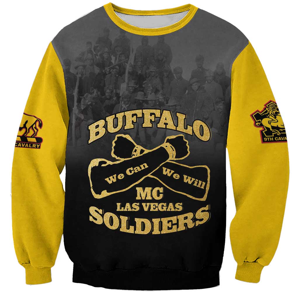 Personalized African American Buffalo Soldier Sweatshirt We Can We Will - Black - Wonder Print Shop