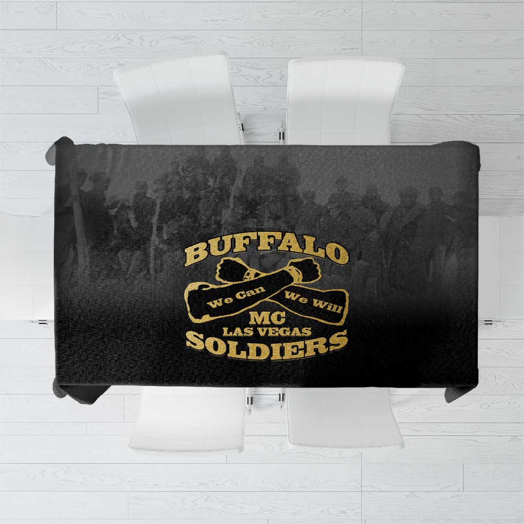 African American Buffalo Soldier Tablecloth We Can We Will - Black - Wonder Print Shop