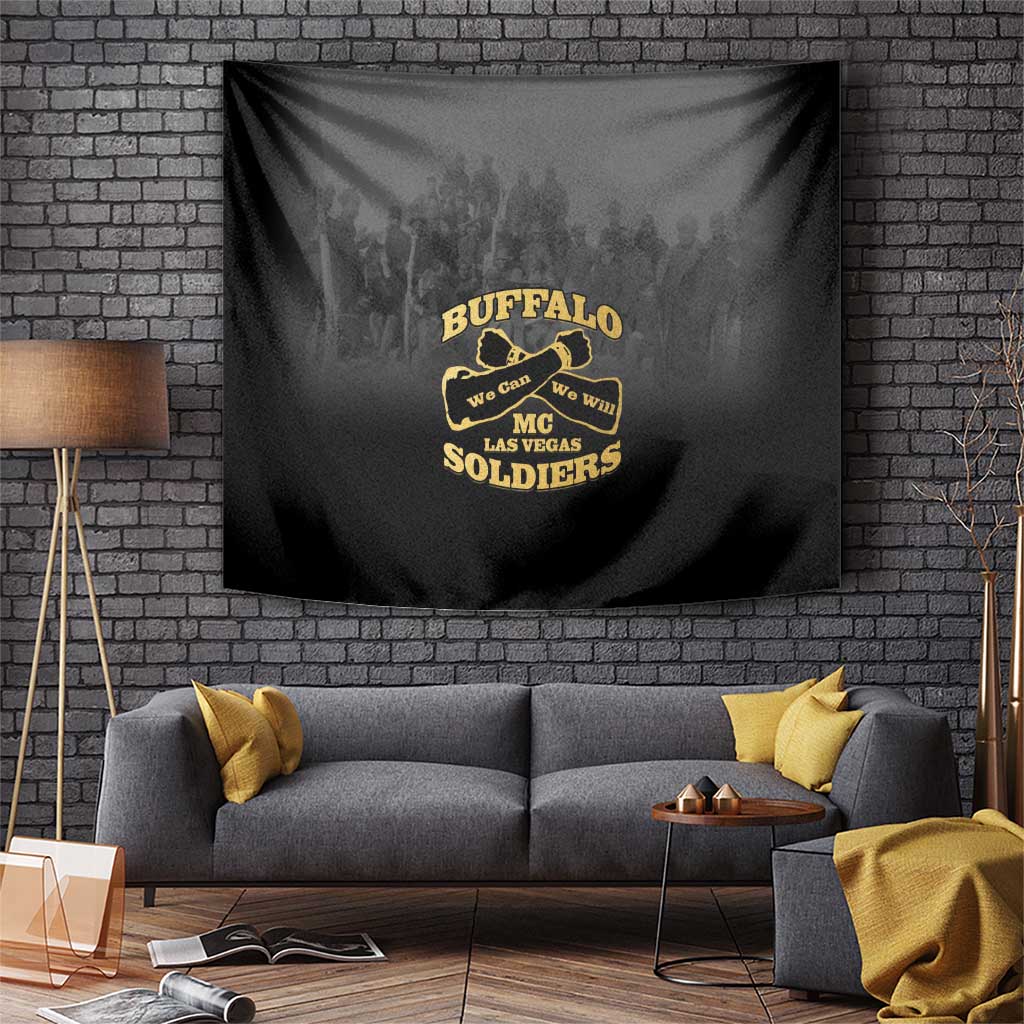 African American Buffalo Soldier Tapestry We Can We Will - Black - Wonder Print Shop