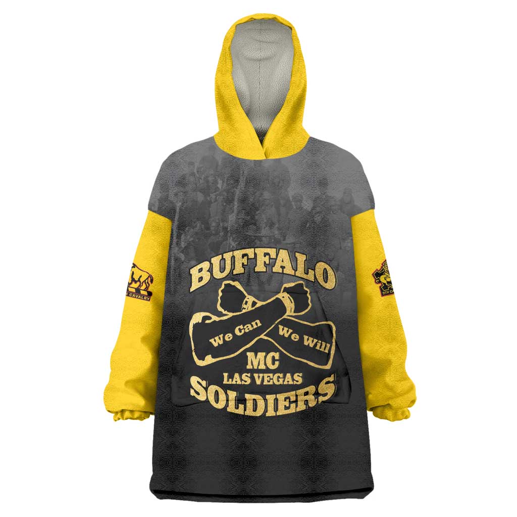 Personalized African American Buffalo Soldier Wearable Blanket Hoodie We Can We Will - Black - Wonder Print Shop