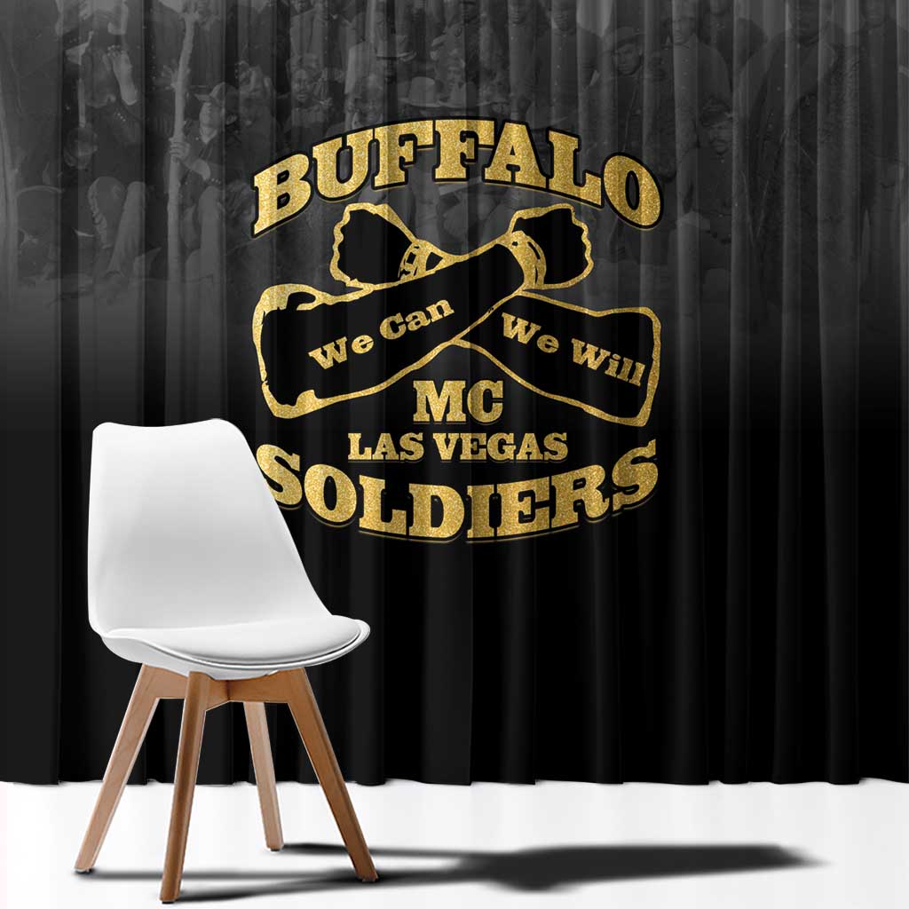 African American Buffalo Soldier Window Curtain We Can We Will - Black - Wonder Print Shop
