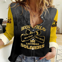 Personalized African American Buffalo Soldier Women Casual Shirt We Can We Will - Black - Wonder Print Shop
