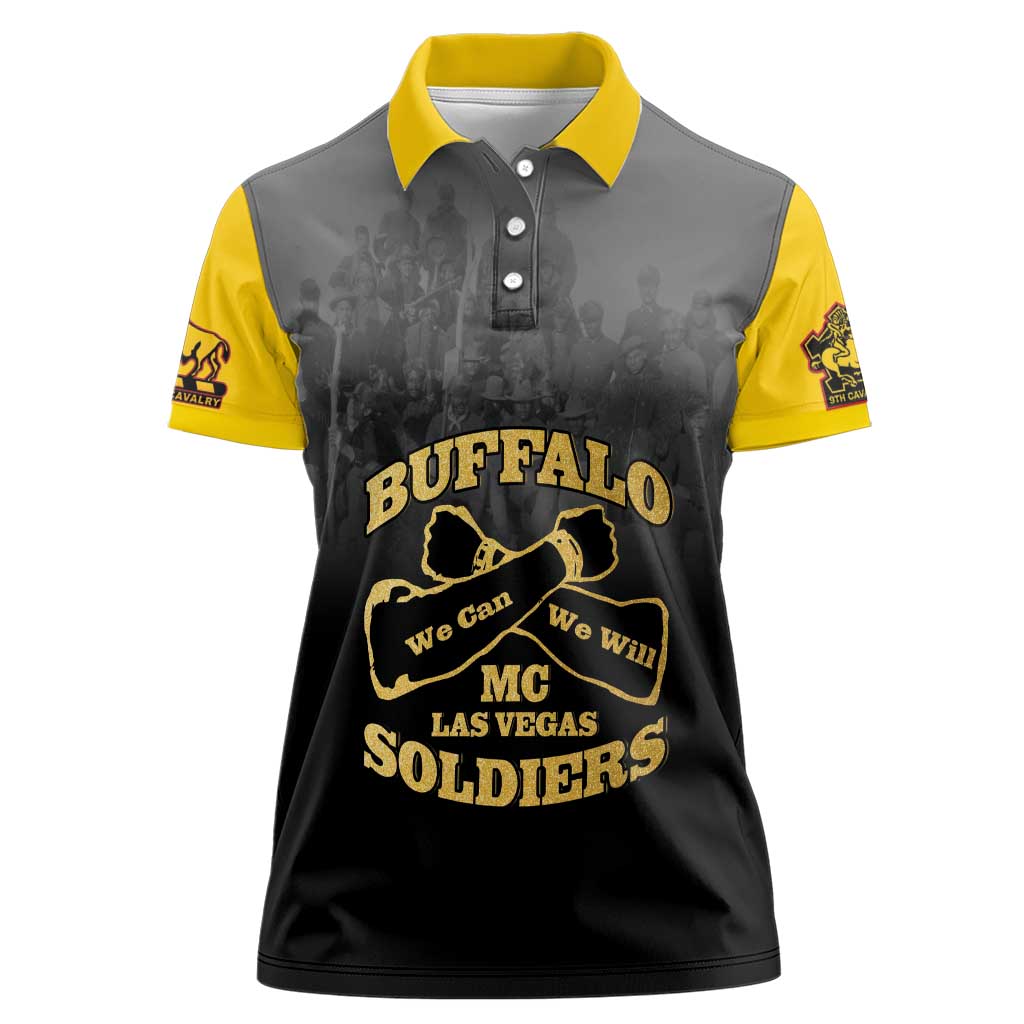 Personalized African American Buffalo Soldier Women Polo Shirt We Can We Will - Black - Wonder Print Shop