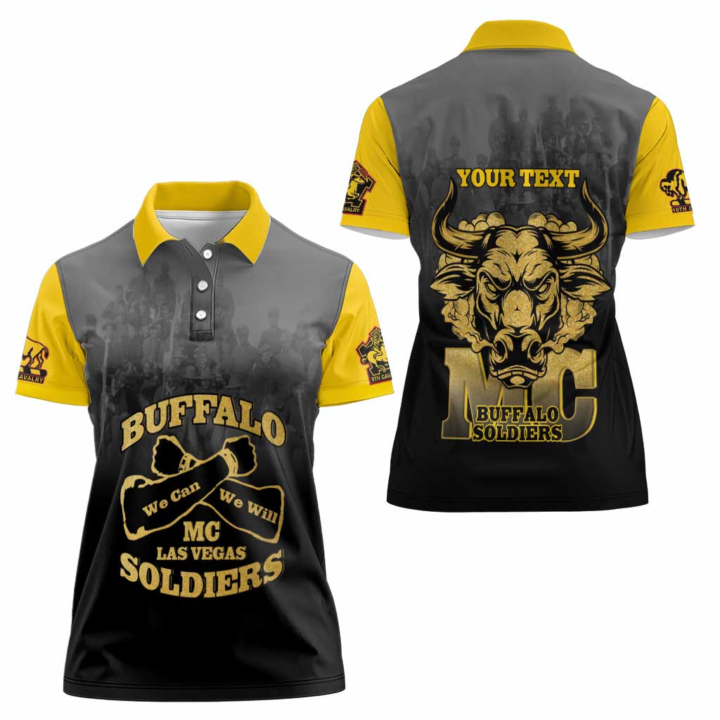 Personalized African American Buffalo Soldier Women Polo Shirt We Can We Will - Black - Wonder Print Shop