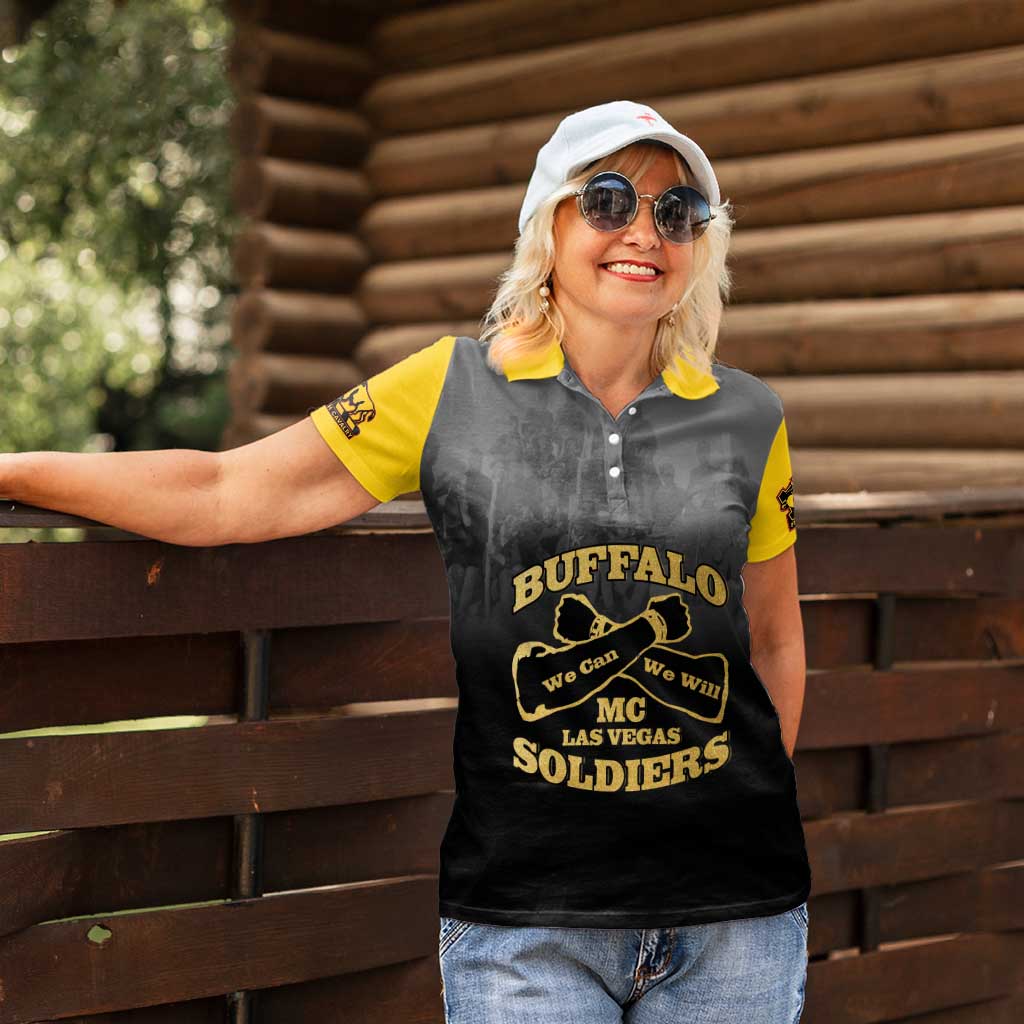Personalized African American Buffalo Soldier Women Polo Shirt We Can We Will - Black - Wonder Print Shop
