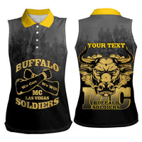 Personalized African American Buffalo Soldier Women Sleeveless Polo Shirt We Can We Will - Black - Wonder Print Shop