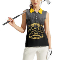 Personalized African American Buffalo Soldier Women Sleeveless Polo Shirt We Can We Will - Black - Wonder Print Shop