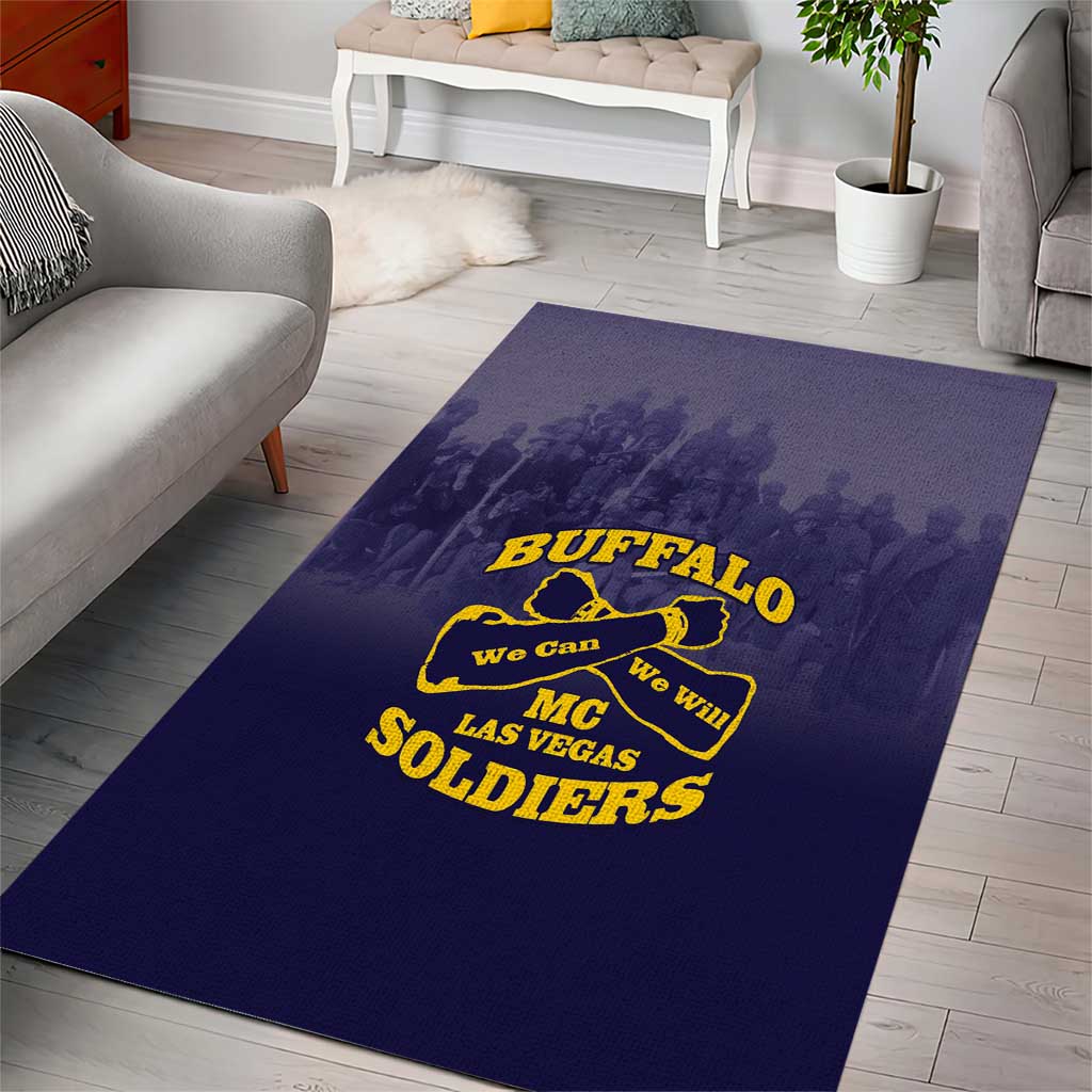 African American Buffalo Soldier Area Rug We Can We Will - Navy Blue - Wonder Print Shop