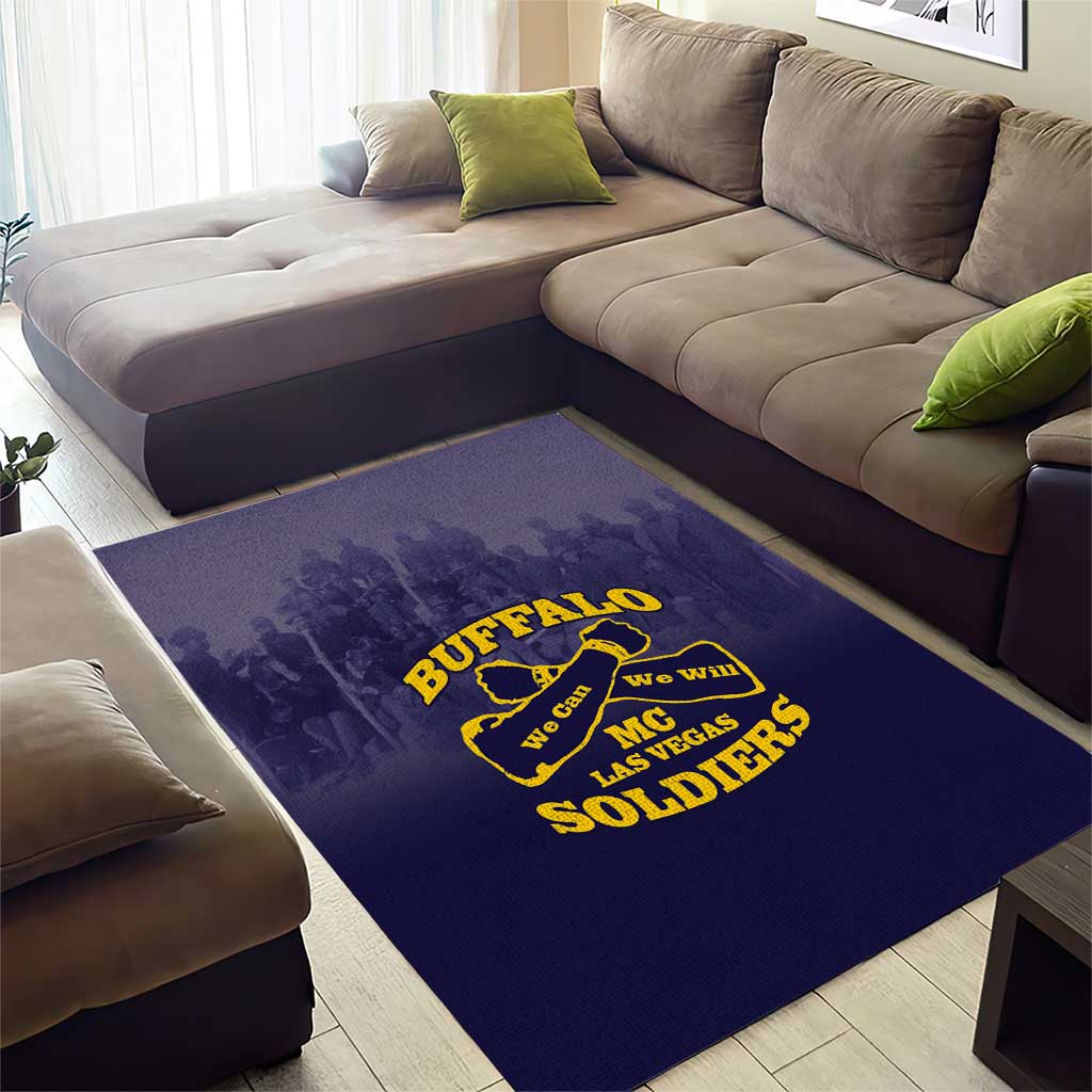 African American Buffalo Soldier Area Rug We Can We Will - Navy Blue - Wonder Print Shop