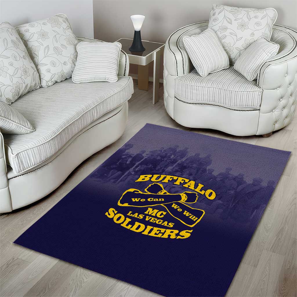 African American Buffalo Soldier Area Rug We Can We Will - Navy Blue - Wonder Print Shop