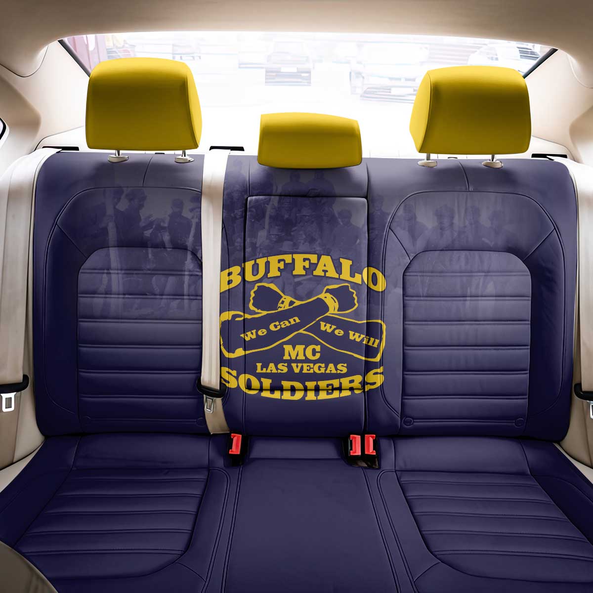 African American Buffalo Soldier Back Car Seat Cover We Can We Will - Navy Blue - Wonder Print Shop