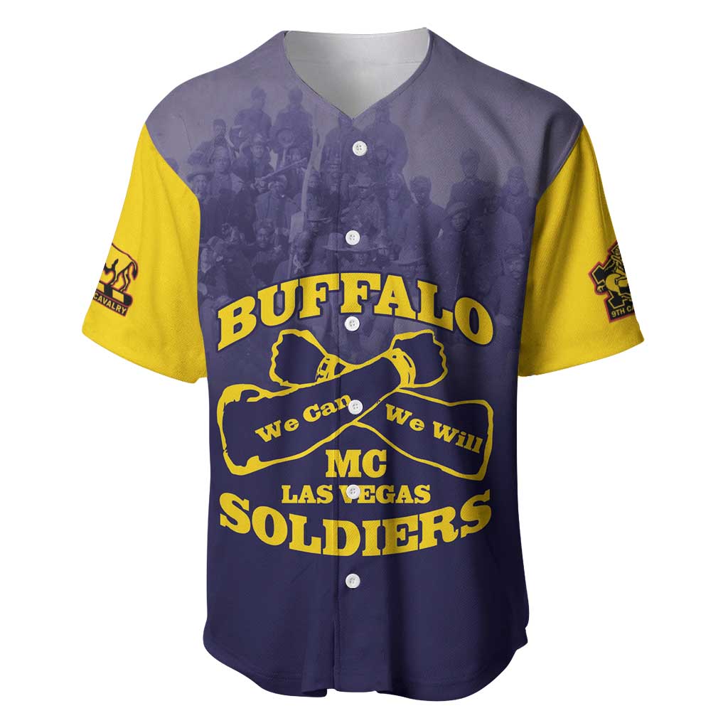 Personalized African American Buffalo Soldier Baseball Jersey We Can We Will - Navy Blue - Wonder Print Shop