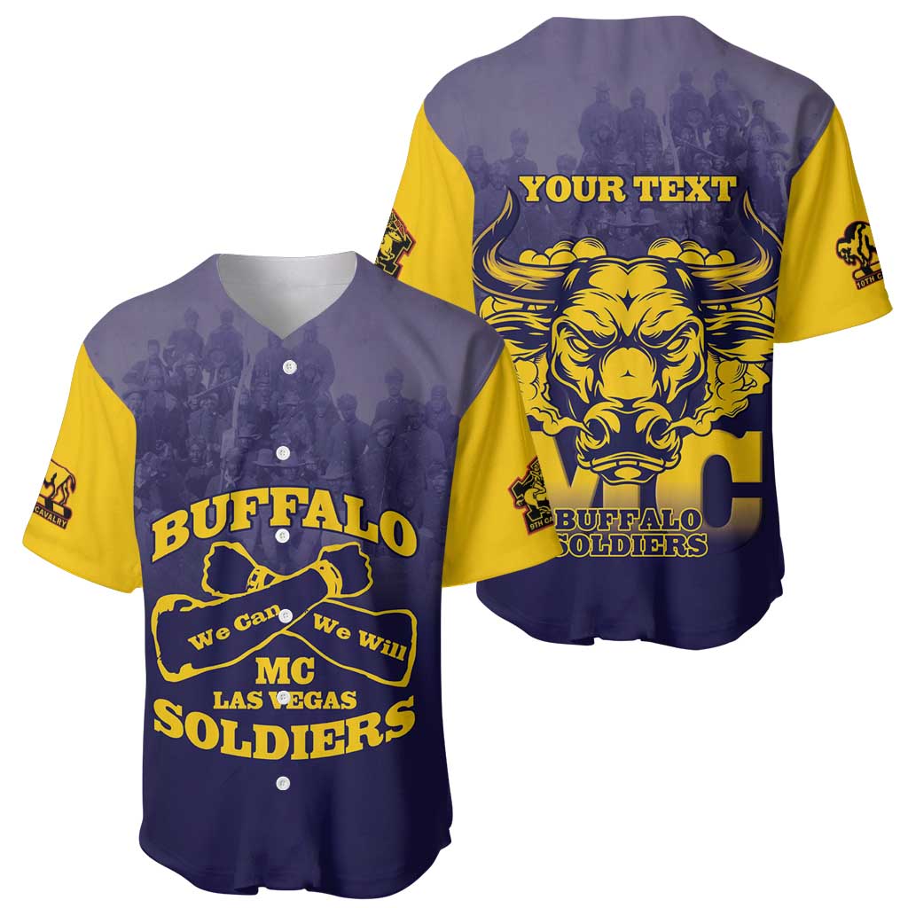 Personalized African American Buffalo Soldier Baseball Jersey We Can We Will - Navy Blue - Wonder Print Shop