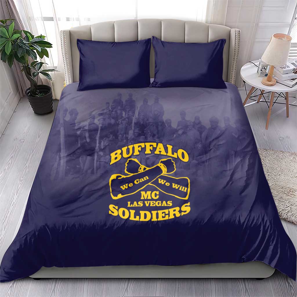 African American Buffalo Soldier Bedding Set We Can We Will - Navy Blue - Wonder Print Shop