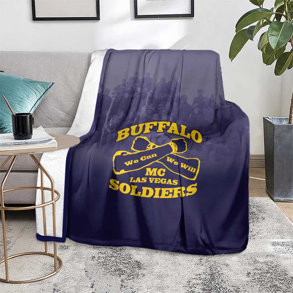 African American Buffalo Soldier Blanket We Can We Will - Navy Blue - Wonder Print Shop