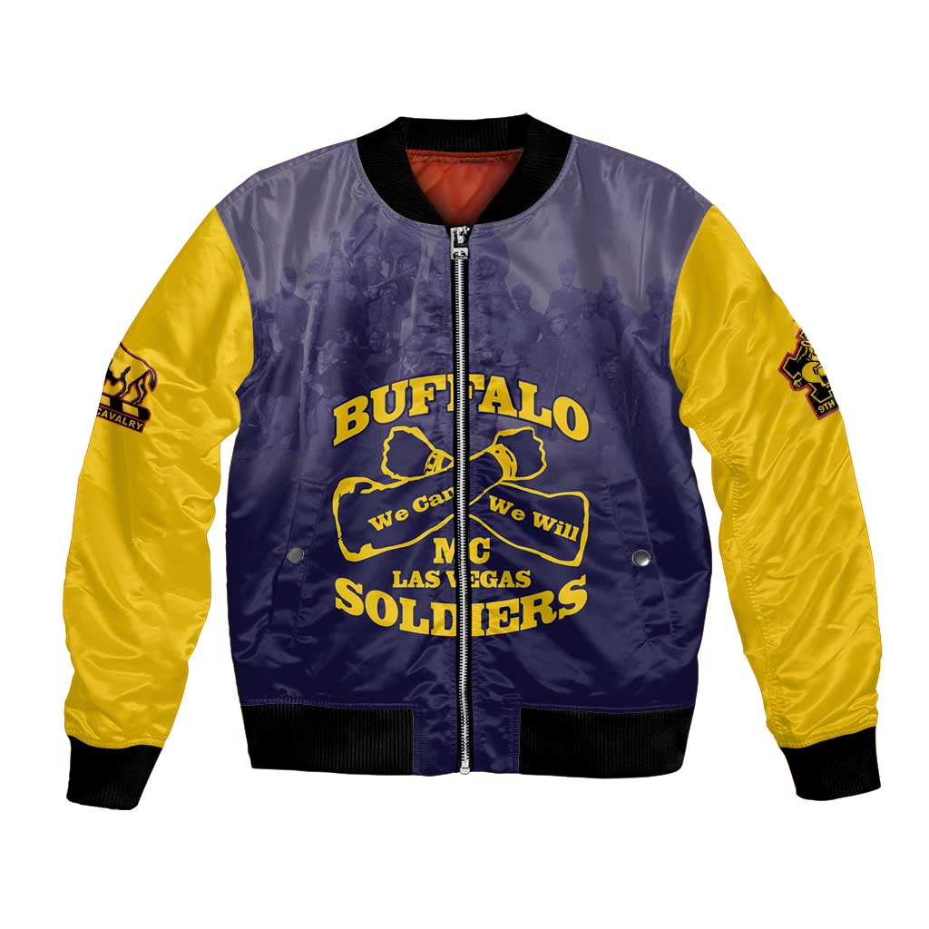 Personalized African American Buffalo Soldier Bomber Jacket We Can We Will - Navy Blue - Wonder Print Shop