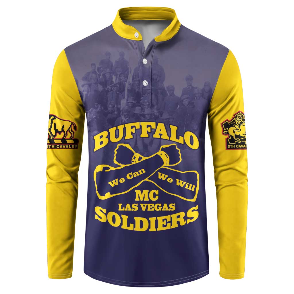 Personalized African American Buffalo Soldier Button Sweatshirt We Can We Will - Navy Blue - Wonder Print Shop