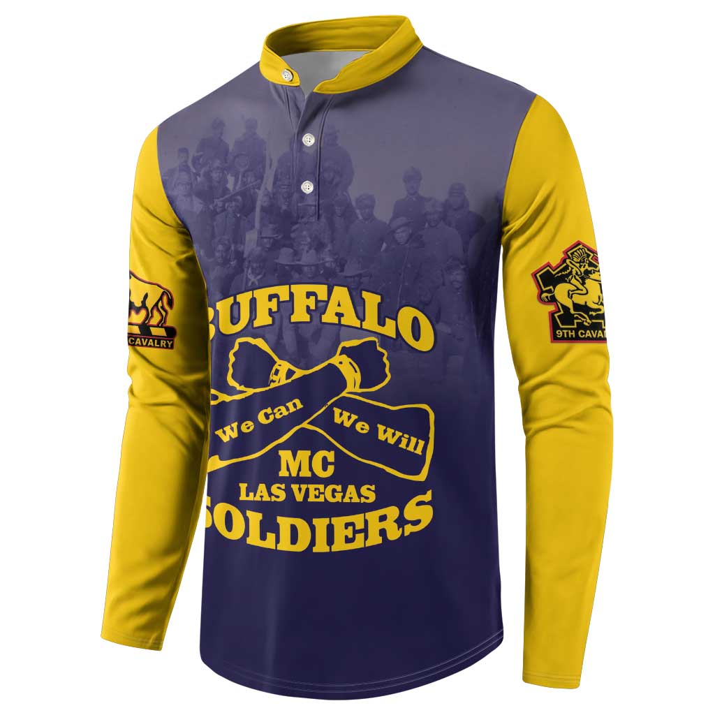 Personalized African American Buffalo Soldier Button Sweatshirt We Can We Will - Navy Blue - Wonder Print Shop