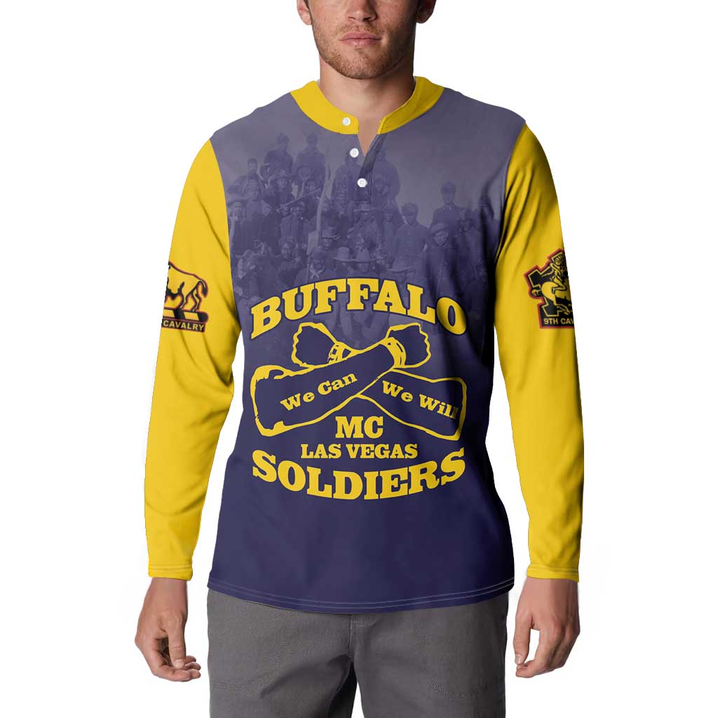 Personalized African American Buffalo Soldier Button Sweatshirt We Can We Will - Navy Blue - Wonder Print Shop