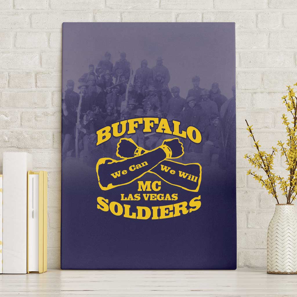 African American Buffalo Soldier Canvas Wall Art We Can We Will - Navy Blue - Wonder Print Shop