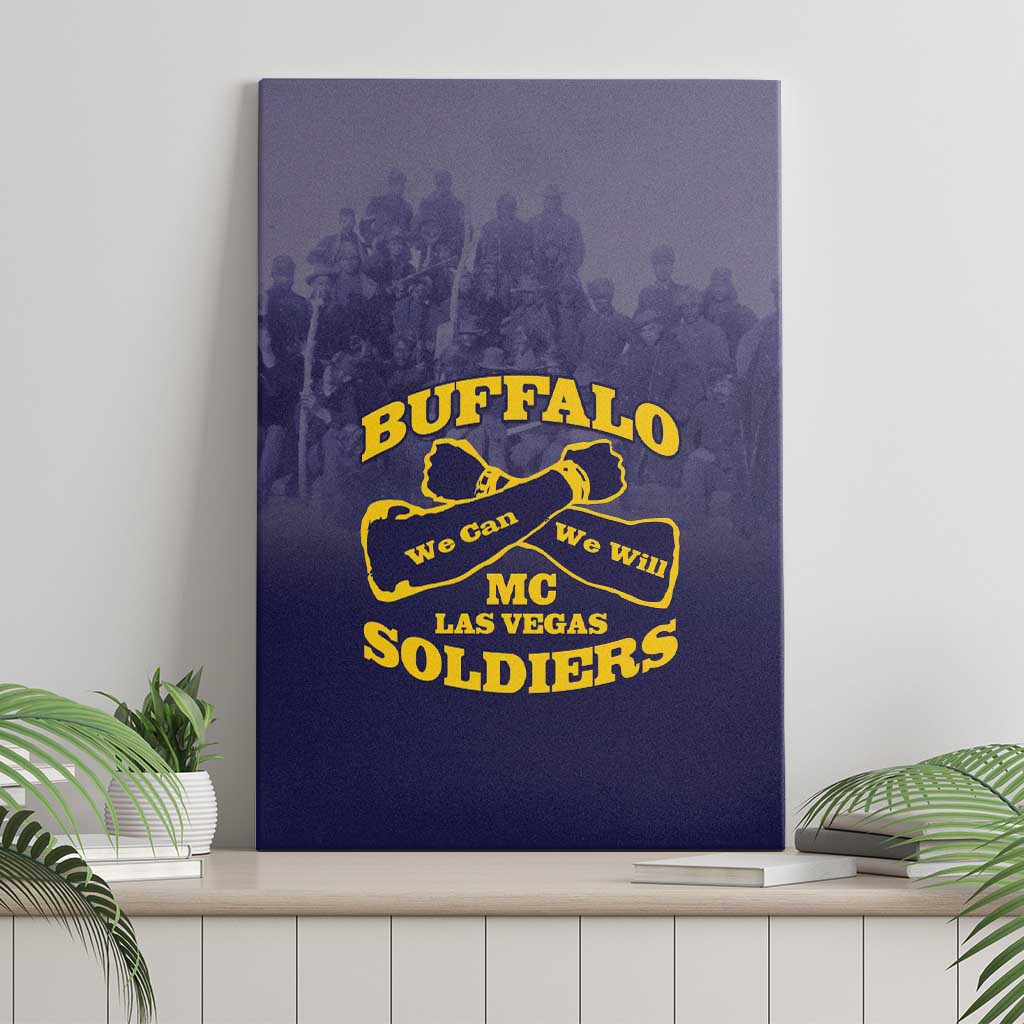 African American Buffalo Soldier Canvas Wall Art We Can We Will - Navy Blue - Wonder Print Shop