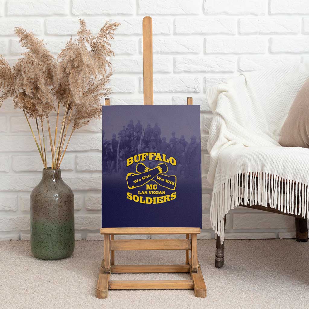 African American Buffalo Soldier Canvas Wall Art We Can We Will - Navy Blue - Wonder Print Shop