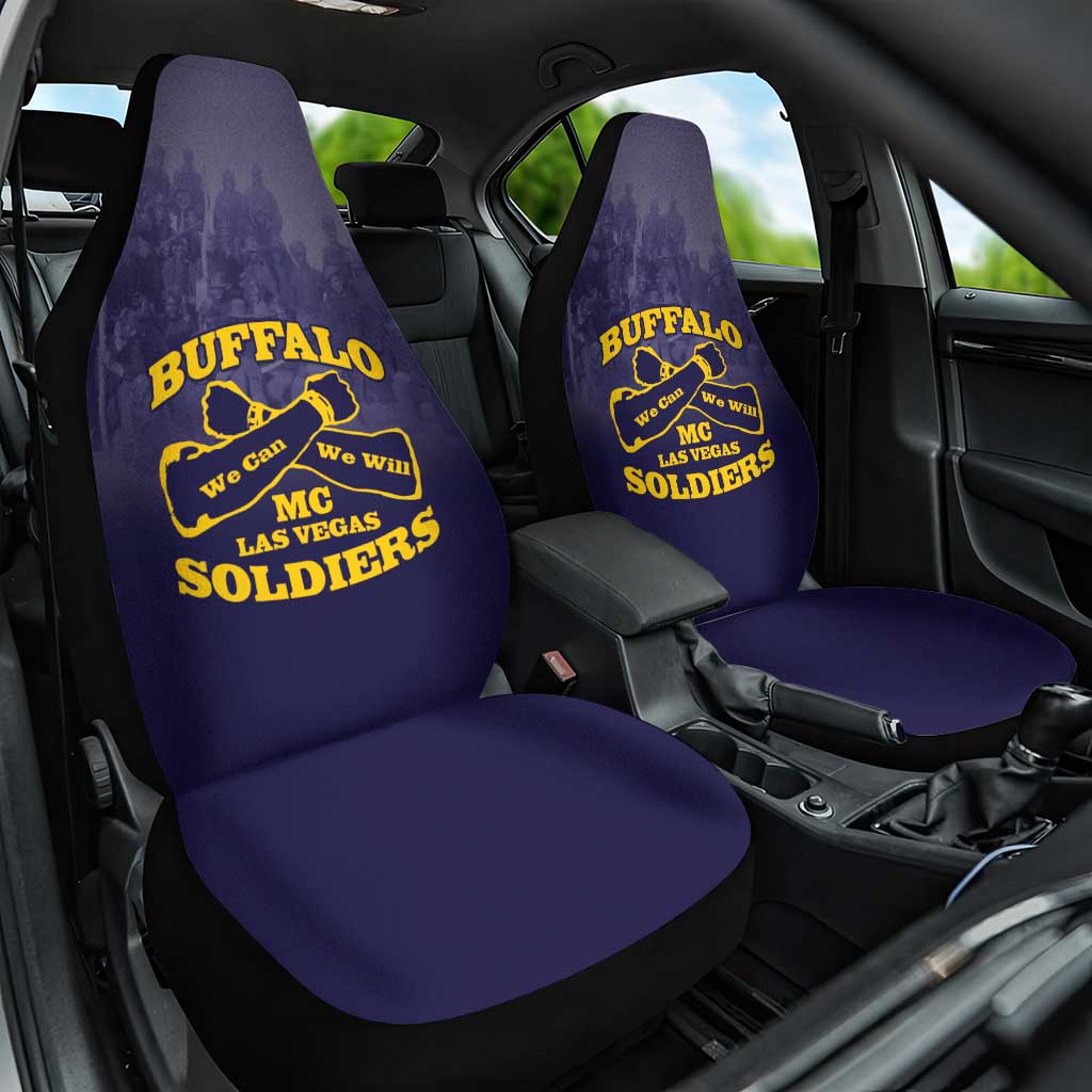 African American Buffalo Soldier Car Seat Cover We Can We Will - Navy Blue - Wonder Print Shop