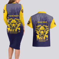 Personalized African American Buffalo Soldier Couples Matching Long Sleeve Bodycon Dress and Hawaiian Shirt We Can We Will - Navy Blue - Wonder Print Shop