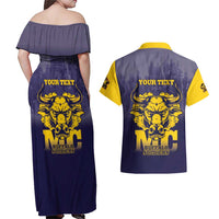 Personalized African American Buffalo Soldier Couples Matching Off Shoulder Maxi Dress and Hawaiian Shirt We Can We Will - Navy Blue - Wonder Print Shop