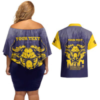 Personalized African American Buffalo Soldier Couples Matching Off Shoulder Short Dress and Hawaiian Shirt We Can We Will - Navy Blue - Wonder Print Shop