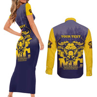 Personalized African American Buffalo Soldier Couples Matching Short Sleeve Bodycon Dress and Long Sleeve Button Shirt We Can We Will - Navy Blue - Wonder Print Shop