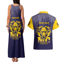 Personalized African American Buffalo Soldier Couples Matching Tank Maxi Dress and Hawaiian Shirt We Can We Will - Navy Blue - Wonder Print Shop