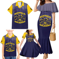 Personalized African American Buffalo Soldier Family Matching Mermaid Dress and Hawaiian Shirt We Can We Will - Navy Blue - Wonder Print Shop