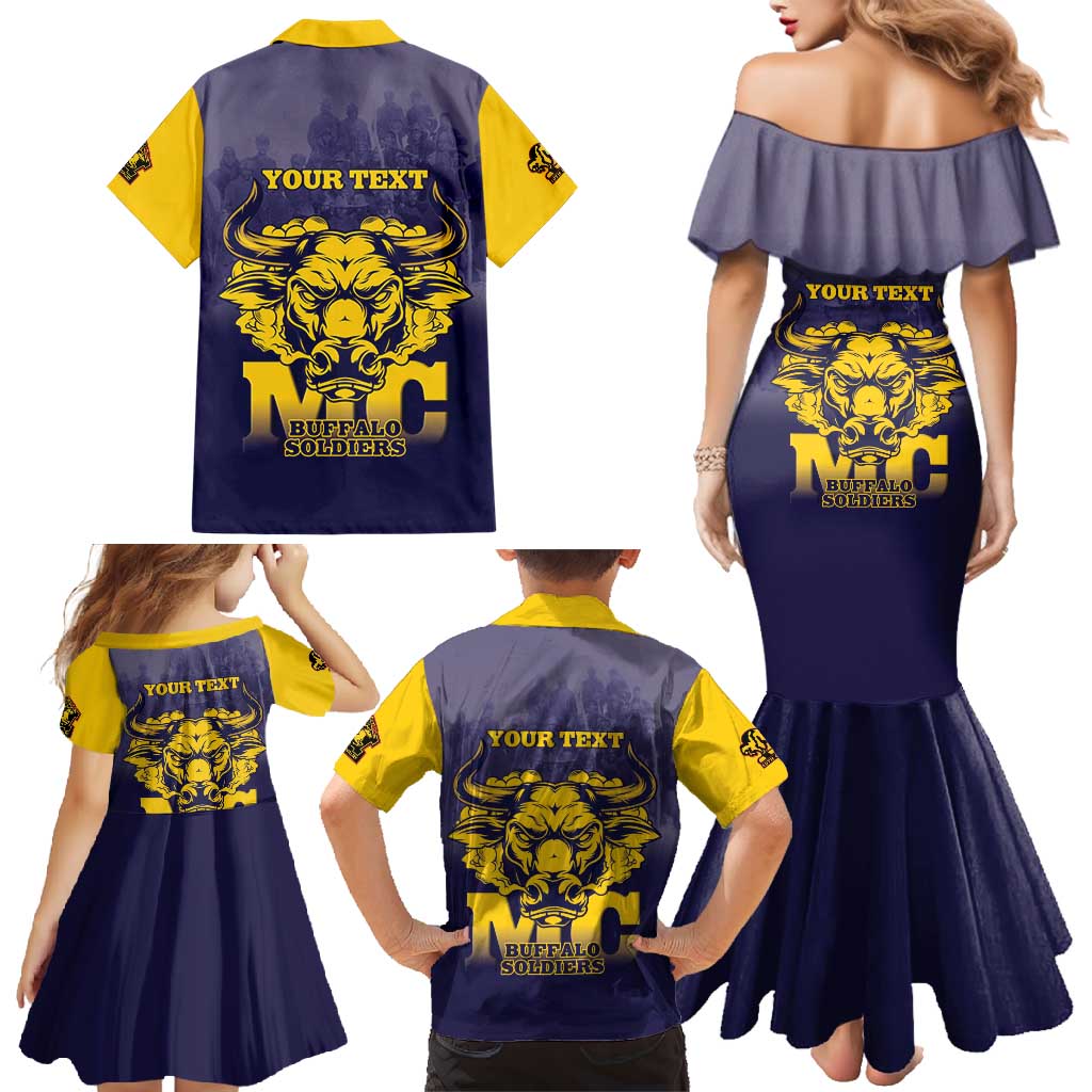 Personalized African American Buffalo Soldier Family Matching Mermaid Dress and Hawaiian Shirt We Can We Will - Navy Blue - Wonder Print Shop