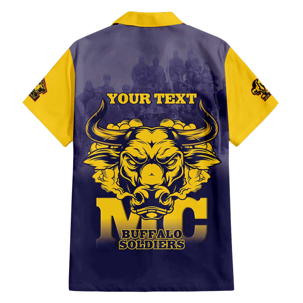 Personalized African American Buffalo Soldier Family Matching Off The Shoulder Long Sleeve Dress and Hawaiian Shirt We Can We Will - Navy Blue - Wonder Print Shop