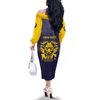 Personalized African American Buffalo Soldier Family Matching Off The Shoulder Long Sleeve Dress and Hawaiian Shirt We Can We Will - Navy Blue - Wonder Print Shop