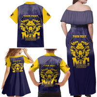 Personalized African American Buffalo Soldier Family Matching Off Shoulder Maxi Dress and Hawaiian Shirt We Can We Will - Navy Blue - Wonder Print Shop