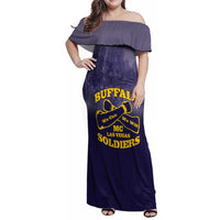 Personalized African American Buffalo Soldier Family Matching Off Shoulder Maxi Dress and Hawaiian Shirt We Can We Will - Navy Blue - Wonder Print Shop